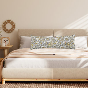 Schöne Weiß und Gold 3D Flora Seitenschläferkissen