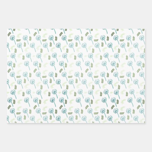 Schöne Weißblauer Blätter Muster (Vorderseite 3)