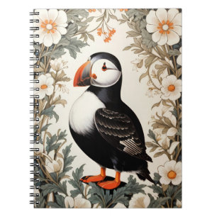 Schöne Weiße Atlantic-Puffin-Blumen Notizblock