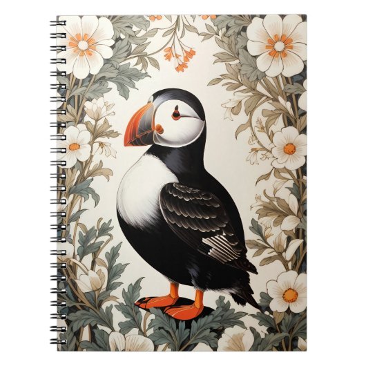 Schöne Weiße Atlantic-Puffin-Blumen Notizblock (Vorderseite)