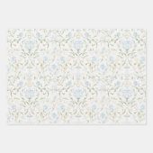 Schöne Weiße Blaue Blumen Brautparty Geschenkpapier Set (Vorderseite 3)