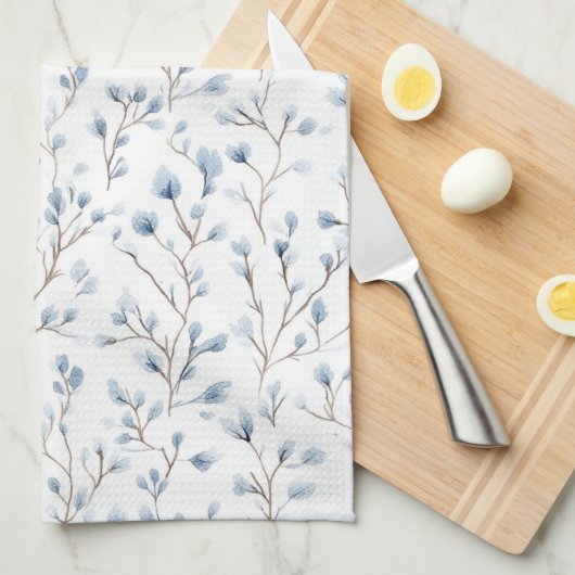 Schöne weiße blaue Blumen-Brautparty Geschirrtuch (Viertel Falte)