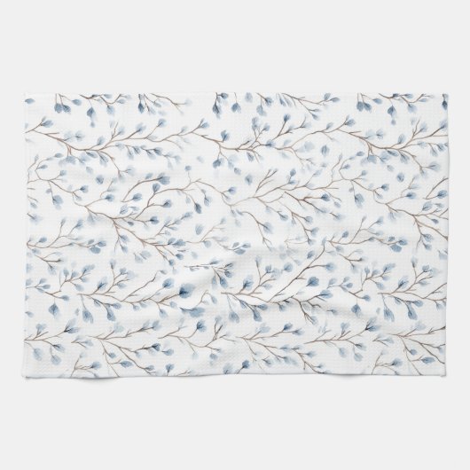 Schöne weiße blaue Blumen-Brautparty Geschirrtuch (Horizontal)
