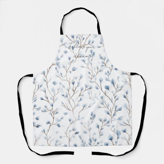 Schöne weiße blaue Blumen Schürze (Vorderseite)