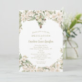 Schöne weiße Blume Christliche Dedication Einladung (Stehend Vorderseite)