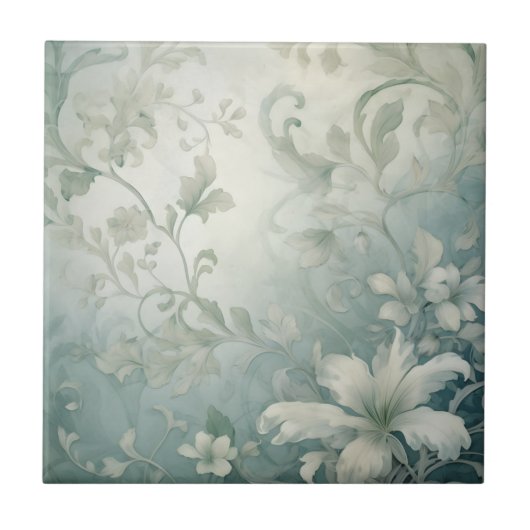 Schöne weiße Blume Fliese (Vorderseite)