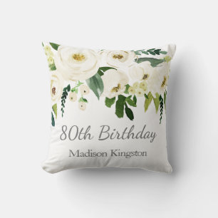 Schöne Weiße Blume Frauen 80. Geburtstagsgeschenk Kissen