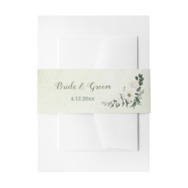 Schöne weiße Blume Grün Blätter Hochzeit Einladungsbanderole