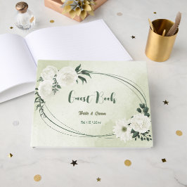 Schöne weiße Blume Grün Blätter Hochzeit Gästebuch