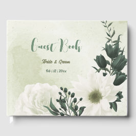 Schöne weiße Blume Grün Blätter Hochzeit Gästebuch