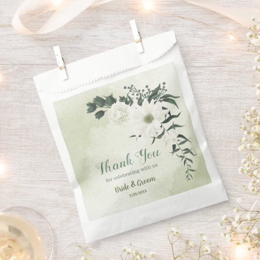 Schöne weiße Blume Grün Blätter Hochzeit Geschenktütchen (Ausgeschnitten)