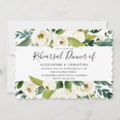 Schöne weiße Blume Grün Probe Abendessen Einladung (Vorderseite)