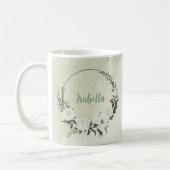 Schöne weiße Blume, grüne Blätter Kaffeetasse (Links)