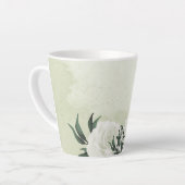 Schöne weiße Blume, grüne Blätter Milchtasse (Linke Ecke)