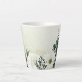Schöne weiße Blume, grüne Blätter Milchtasse (Vorderseite)
