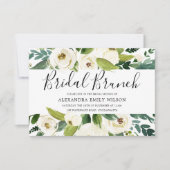 Schöne weiße Blume Grünes Brautparty Brunch Einladung (Vorderseite)