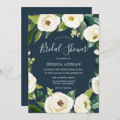 Schöne weiße Blume Grünes Brautparty Einladung (Vorne/Hinten)