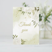 Schöne weiße Blume Grünpflanzen botanisch Dankeskarte (Stehend Vorderseite)