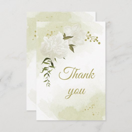 Schöne weiße Blume Grünpflanzen botanisch Dankeskarte (Vorne/Hinten)