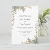 Schöne weiße Blumen Blätter Whimsikale Hochzeit Einladung (Stehend Vorderseite)