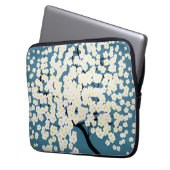 Schöne weiße Blumen blühender Baum Kunst Laptopschutzhülle (Vorderseite Links)
