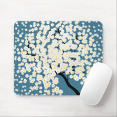 Schöne weiße Blumen blühender Baum Kunst Mousepad (Mit Mouse)