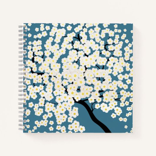 Schöne weiße Blumen blühender Baum Kunst Notizblock (Vorderseite)