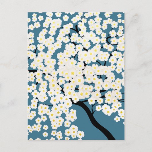 Schöne weiße Blumen blühender Baum Kunst Postkarte (Vorderseite)