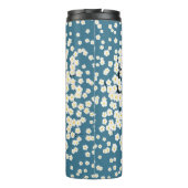 Schöne weiße Blumen blühender Baum Kunst Thermosbecher (Rückseite)