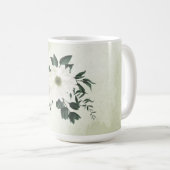 Schöne weiße Blumen grüne Blätter Kaffeetasse (VorderseiteRechts)