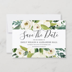 Schöne Weiße Blumen Grünzeug Frühlingshochzeit Save The Date