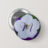 Schöne weiße Blumenfoto-Blumen-Fancy-Initiale Button (Vorne & Hinten)