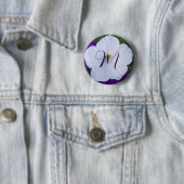 Schöne weiße Blumenfoto-Blumen-Fancy-Initiale Button (Beispiel)