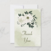schöne weiße Blumengrün Dankeskarte (Vorderseite)