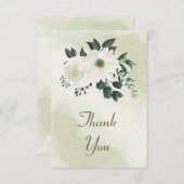 schöne weiße Blumengrün Dankeskarte (Vorne/Hinten)