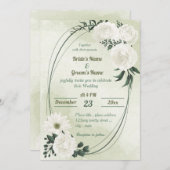 schöne weiße Blumengrün geometrische Hochzeit Einladung (Vorne/Hinten)