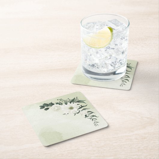 schöne weiße Blumengrün Rechteckiger Pappuntersetzer (Vor Ort)