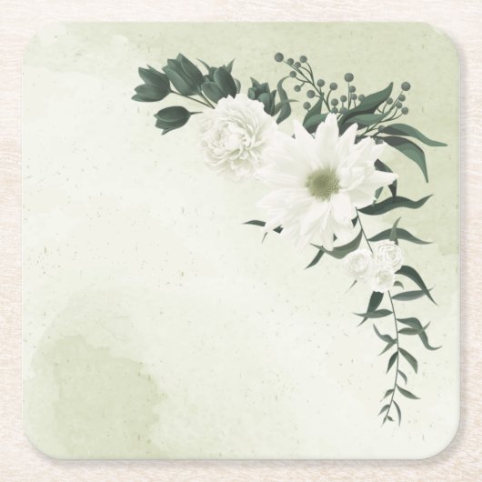 schöne weiße Blumengrün Rechteckiger Pappuntersetzer (Vorderseite)