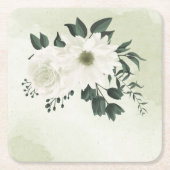 schöne weiße Blumengrün Rechteckiger Pappuntersetzer (Vorderseite)