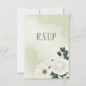 schöne weiße Blumengrün RSVP Karte (Rückseite)