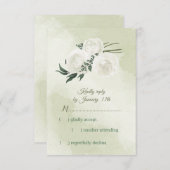 schöne weiße Blumengrün RSVP Karte (Vorne/Hinten)