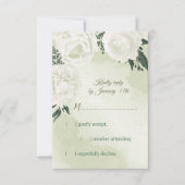 schöne weiße Blumengrün RSVP Karte (Vorderseite)