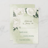 schöne weiße Blumengrün RSVP Karte (Vorne/Hinten)