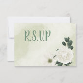 schöne, weiße Blumengrün Wahl RSVP Karte (Rückseite)