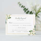 schöne, weiße Blumenspeise Wahl RSVP Karte (Stehend Vorderseite)