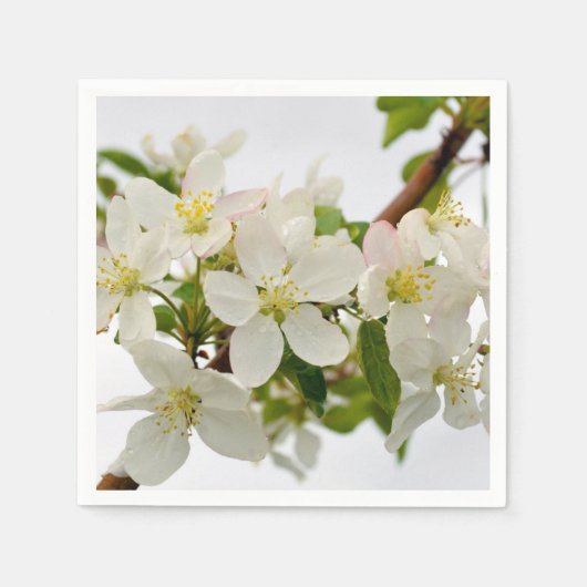 Schöne weiße Blüten Serviette (Vorderseite)