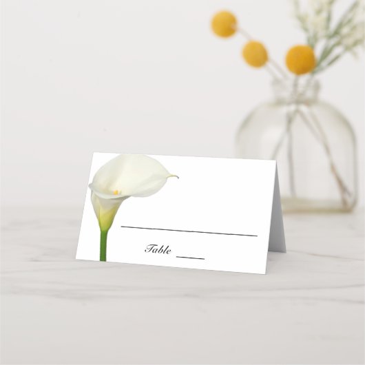 Schöne weiße Calla Lily geklappte Hochzeit Platzkarte (Vorderseite)