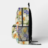 Schöne weiße Crocuses, С Frühlingsblumen Bedruckter Rucksack (Rechts)