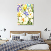 Schöne weiße Crocuses, С Frühlingsblumen Leinwanddruck (Insitu (Schlafzimmer))