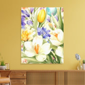 Schöne weiße Crocuses, С Frühlingsblumen Leinwanddruck (Insitu (Wohnzimmer))